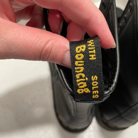 Dr. Martens Black 8-Eye Lace-Up Boots with Subtle Floral Embroidery - Picture 7 of 8